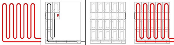 укладка контура теплого пола змейкой